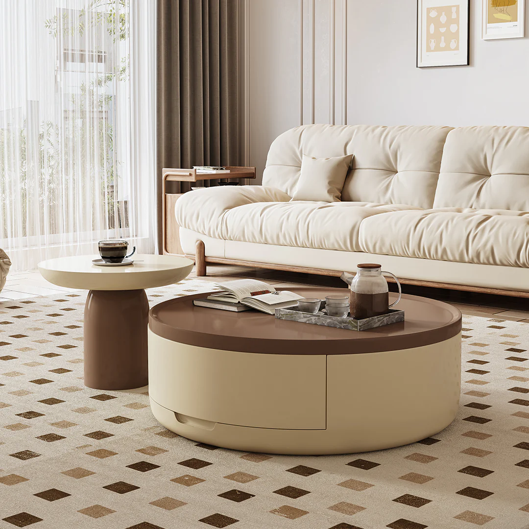 D'Angelo Round Coffee Table Set With Storage - Image 2