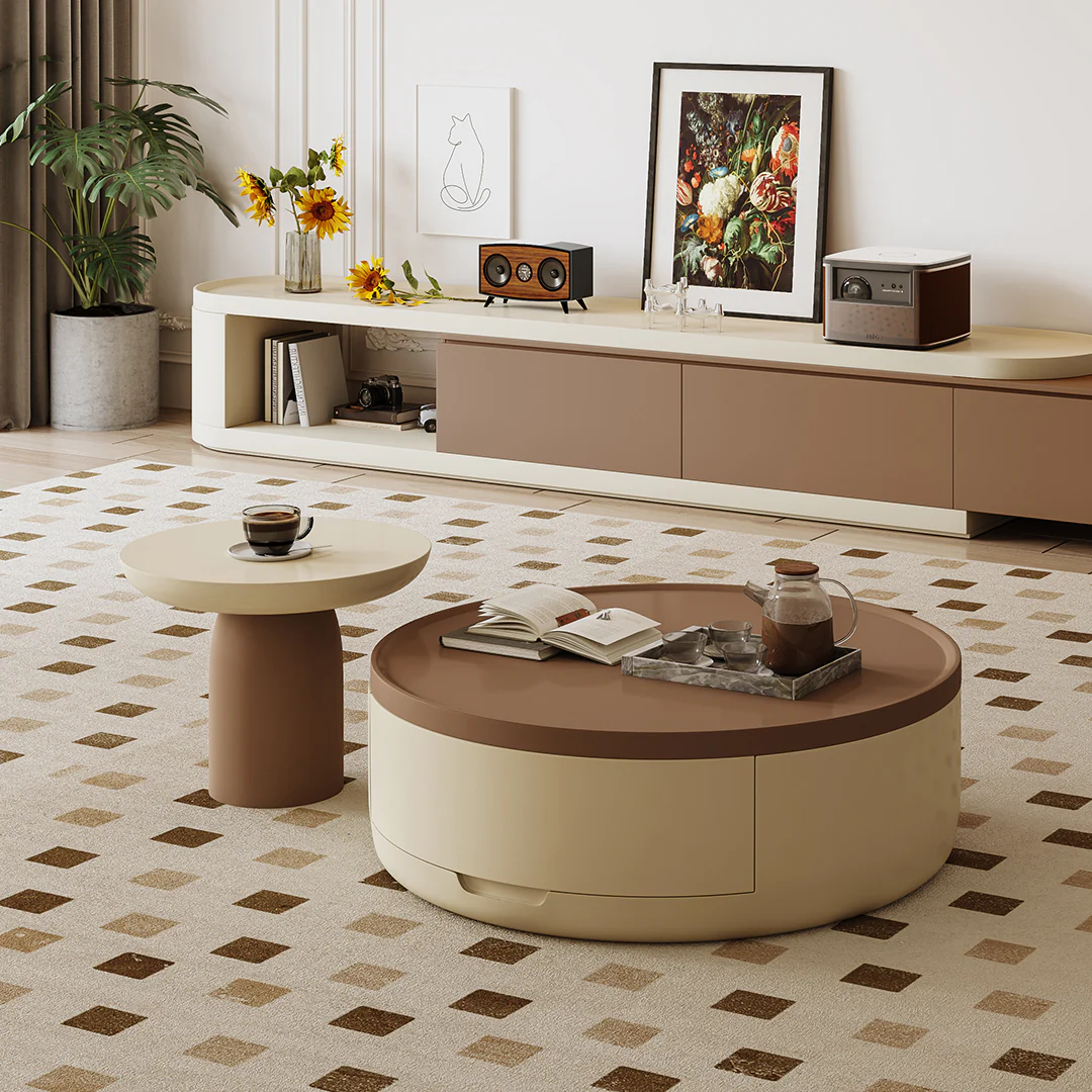 D'Angelo Round Coffee Table Set With Storage - Image 6