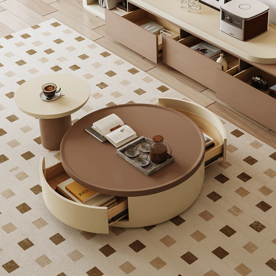 D'Angelo Round Coffee Table Set With Storage - Image 7