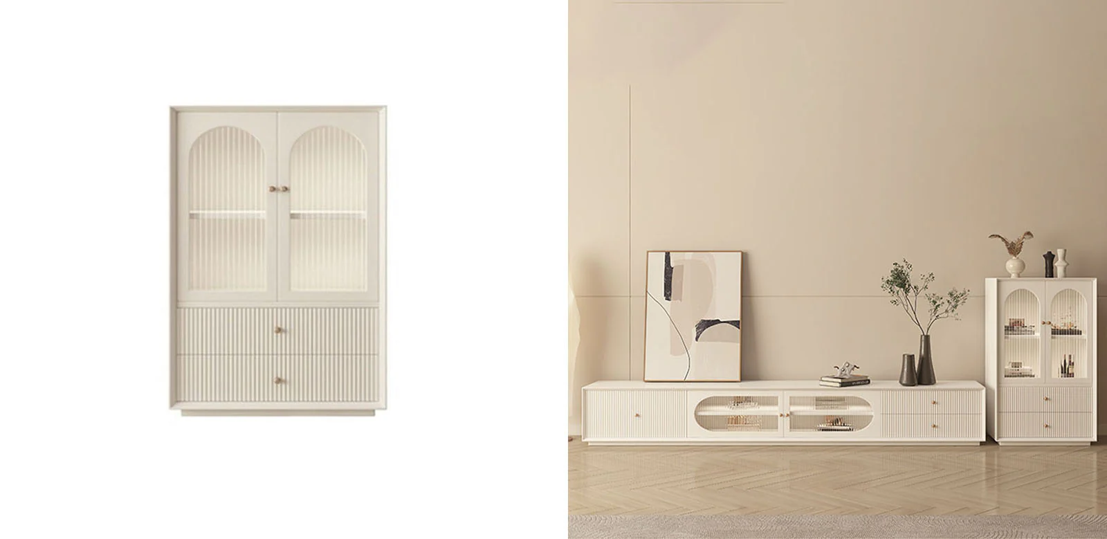 Davinia Side Cabinet, Davinia Living Room Set, White - Image 6