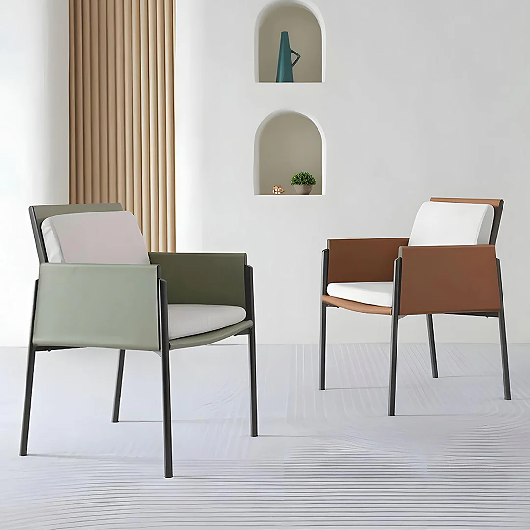 Decker Dining Chair With Armrests, Leather - Image 2