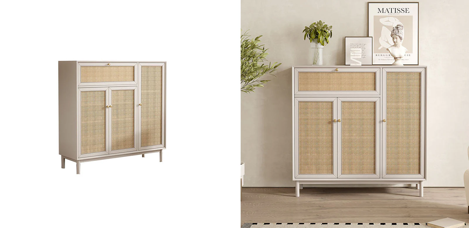 Dederick Rattan Shoe Storage With Drawer - Image 6