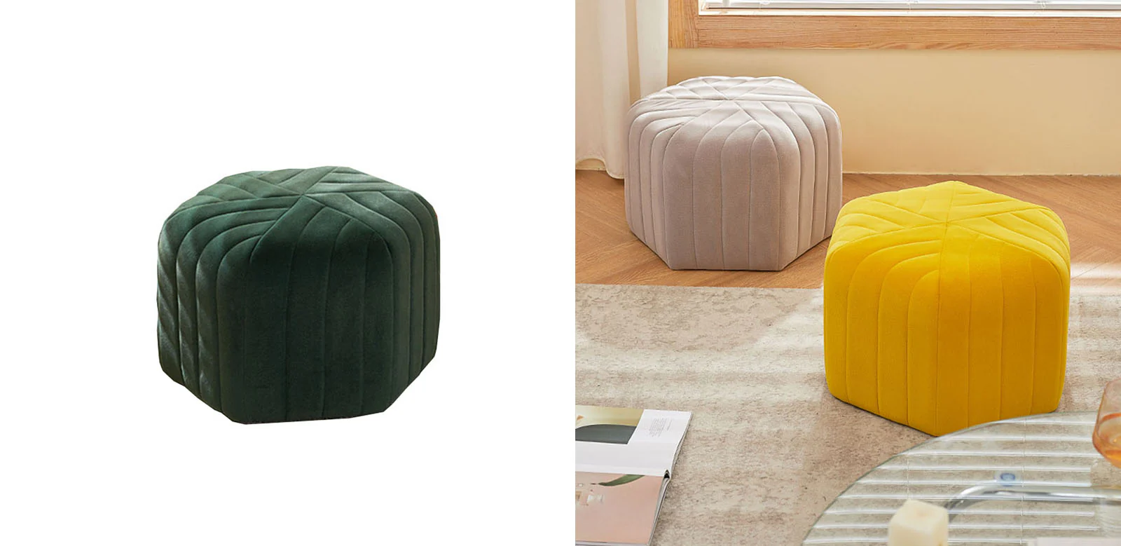 Della Footstool, Velvet - Image 5