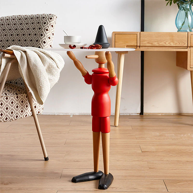 Derby Pinocchio Puppet Side Table, Solid Wood - Image 3