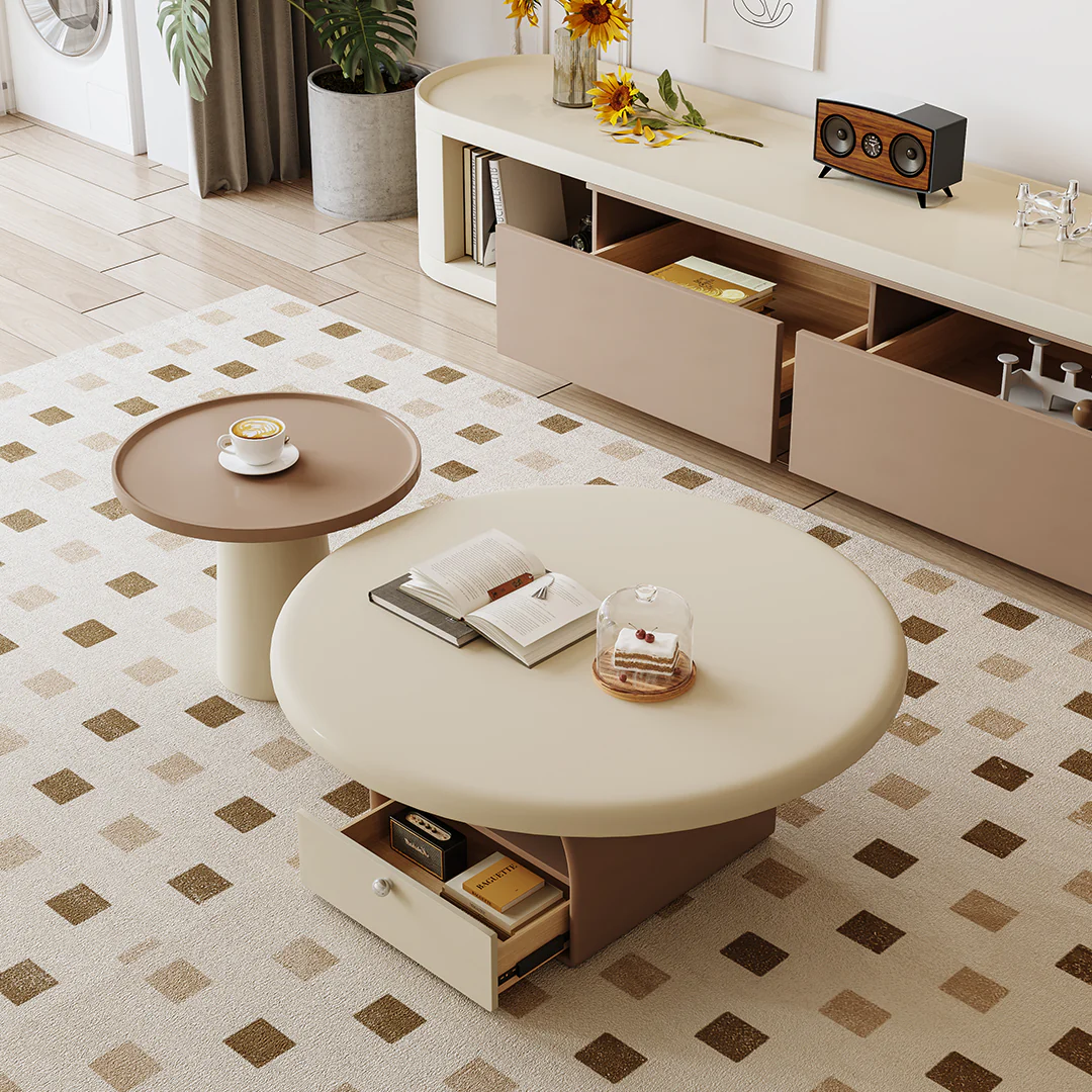Dinh Nesting Round Coffee Table Set With Storage - Image 6