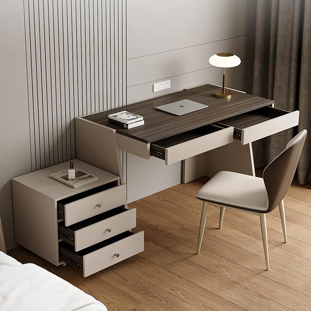 Dmitri Small Office Desk With Chest Of Drawers, Wood - Image 3