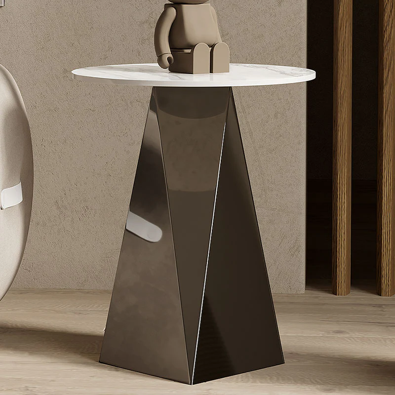 Dorothy Side Table, Sintered Stone & Stainless Steel Base - Image 2
