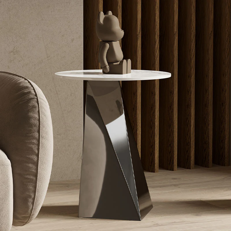 Dorothy Side Table, Sintered Stone & Stainless Steel Base - Image 6