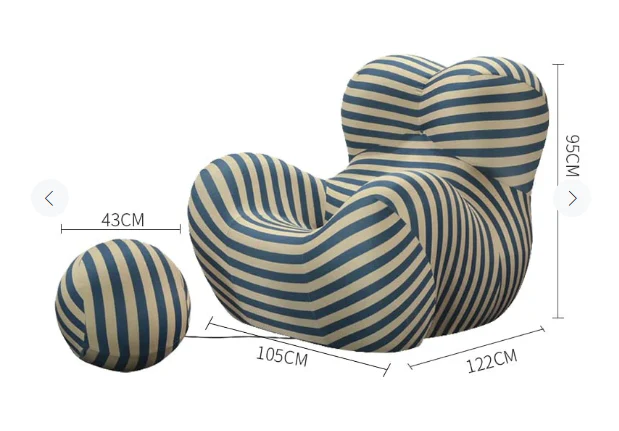Dundee Lounge Armchair With A Ball Stool, Red/Blue - Image 7
