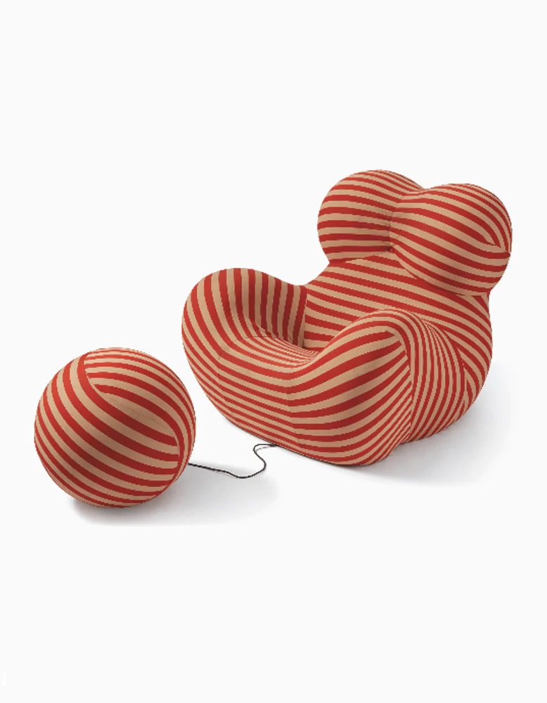 Dundee Lounge Armchair With A Ball Stool, Red/Blue - Image 8