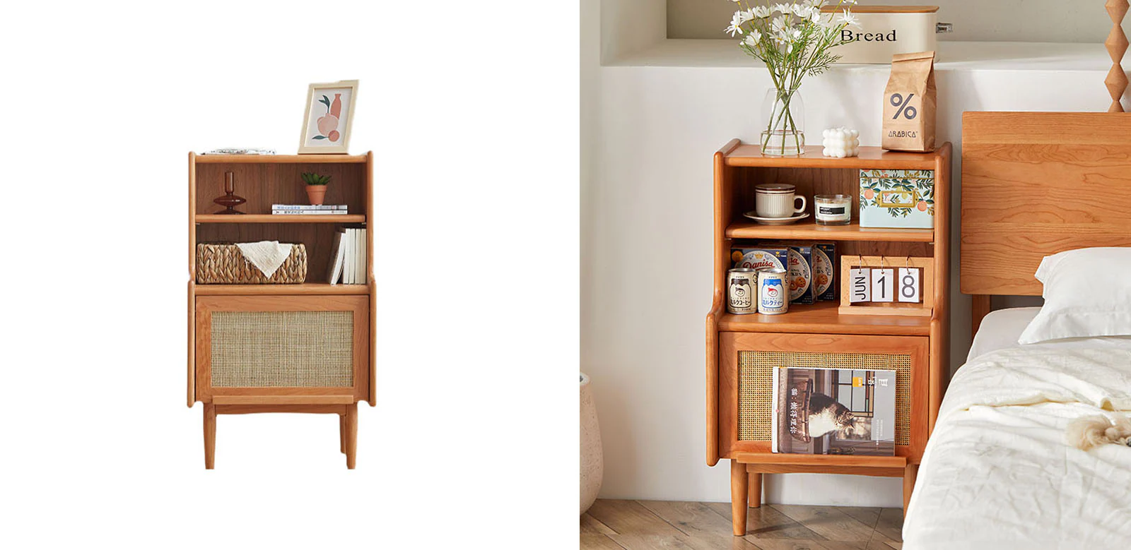 Edith Bedside Table, Solid Wood - Image 6