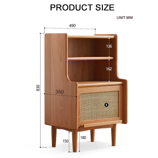 Edith Bedside Table, Solid Wood - Image 7