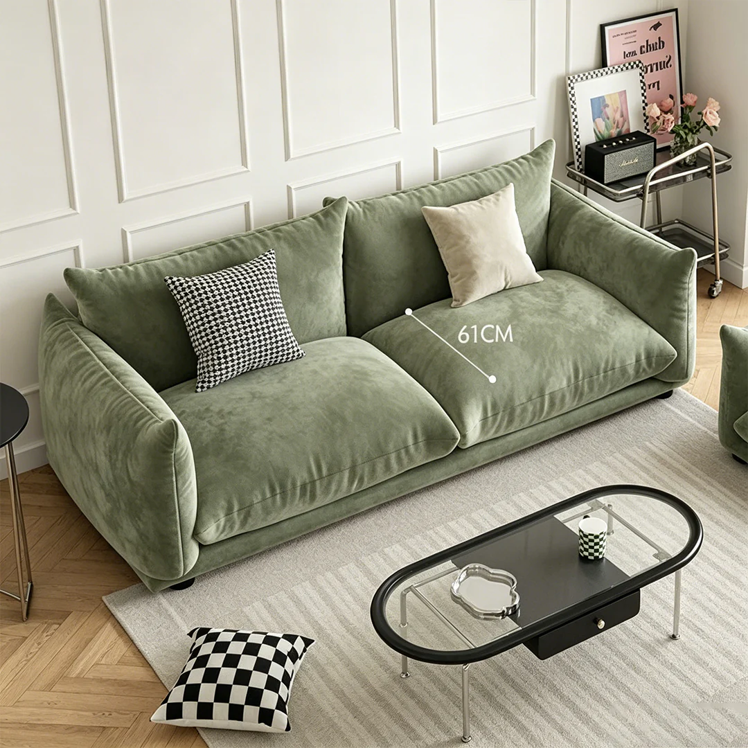 Editha Two Seater Sofa, Three Seater Sofa, Four Seater Sofa, Green Velvet - Image 10