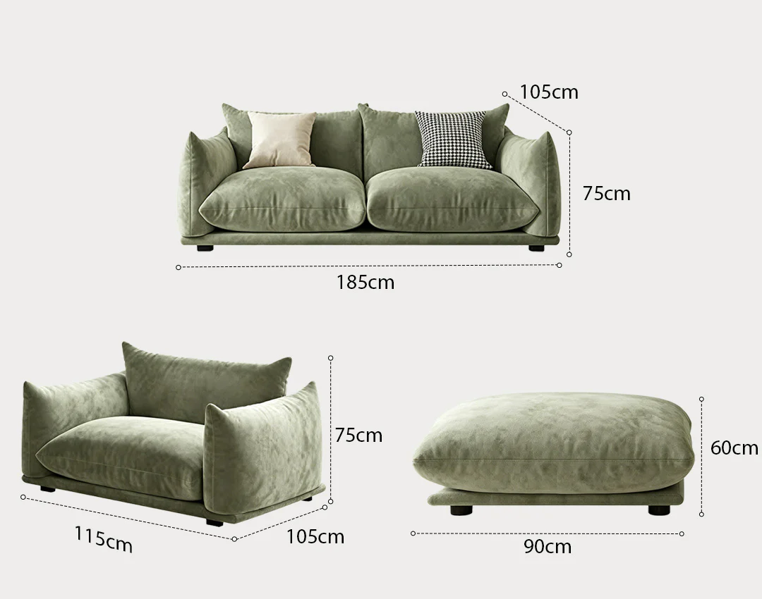 Editha Two Seater Sofa, Three Seater Sofa, Four Seater Sofa, Green Velvet - Image 12