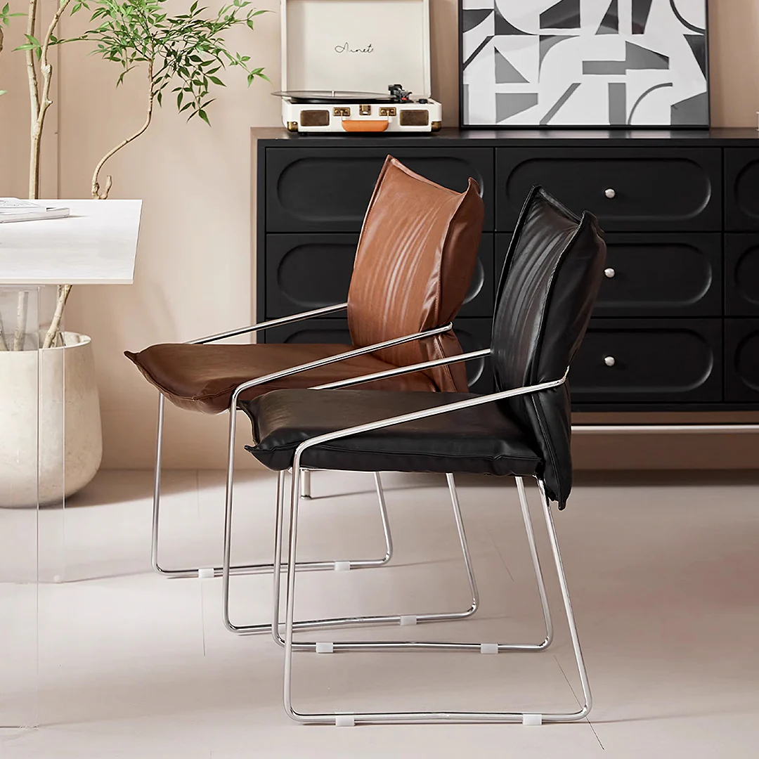 Egan Dining Chair With Armrests, Leather - Image 4