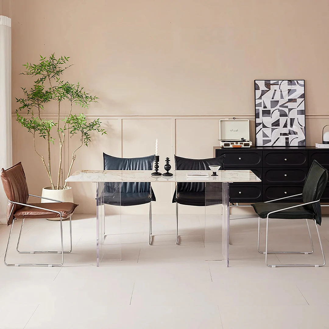Egan Dining Chair With Armrests, Leather - Image 5