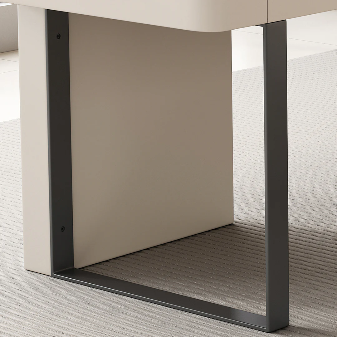 Elena Modern Office Desk, Wood, Cream & Walnut - Image 7