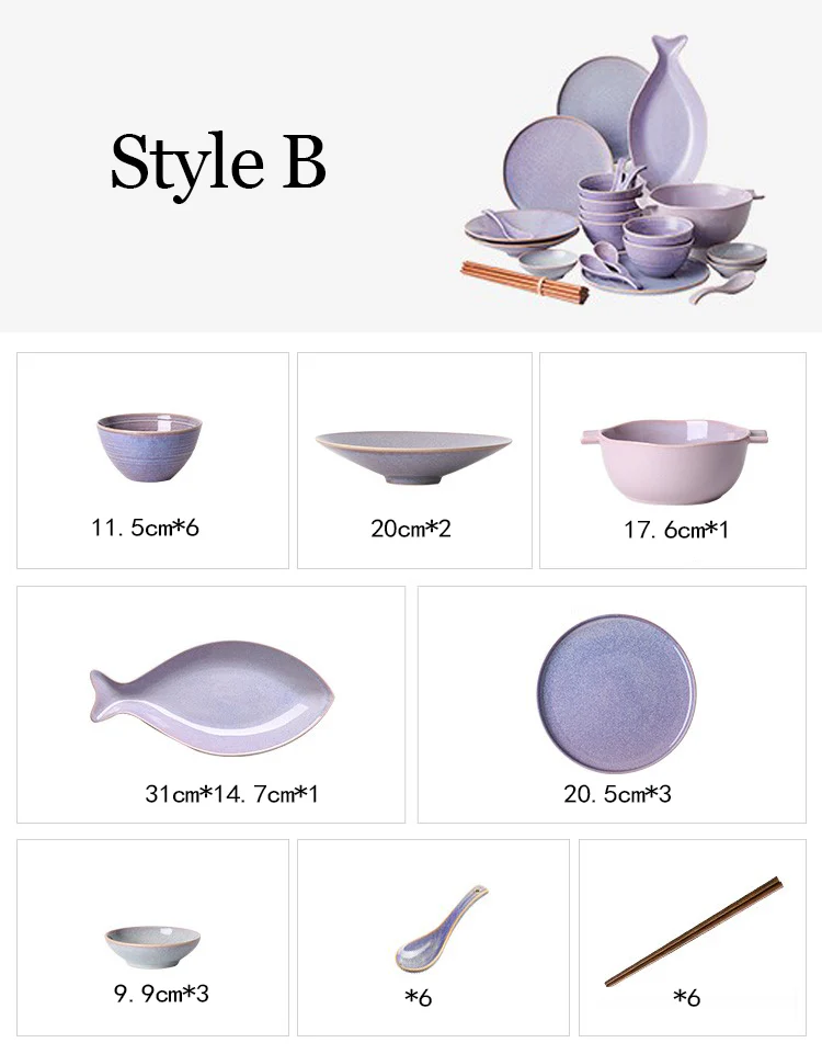 Eliana Dinner Set, Purple - Image 7