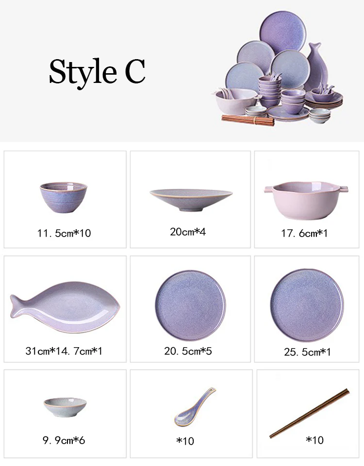 Eliana Dinner Set, Purple - Image 8