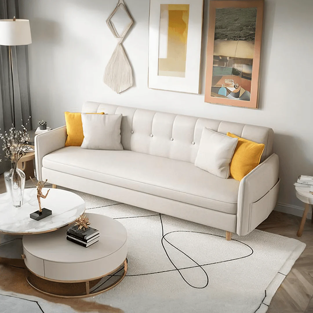 Elijah Four Seater Sofa Bed, Leathaire - Image 7