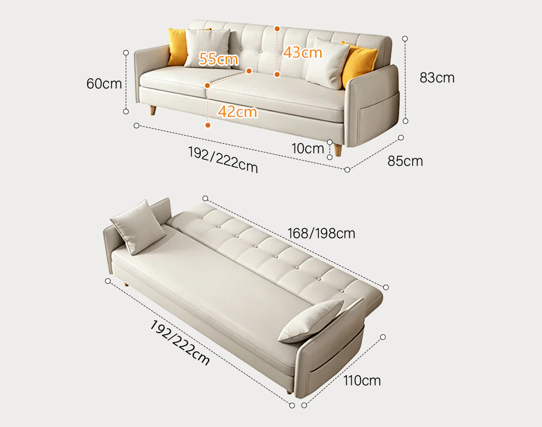 Elijah Four Seater Sofa Bed, Leathaire - Image 8