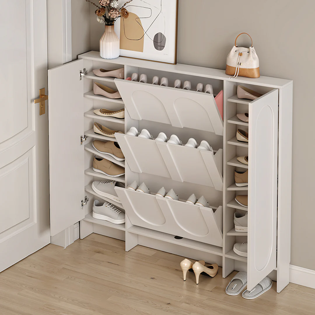 Emilio Slimline Shoe Storage For Hallway, Cream - Image 5