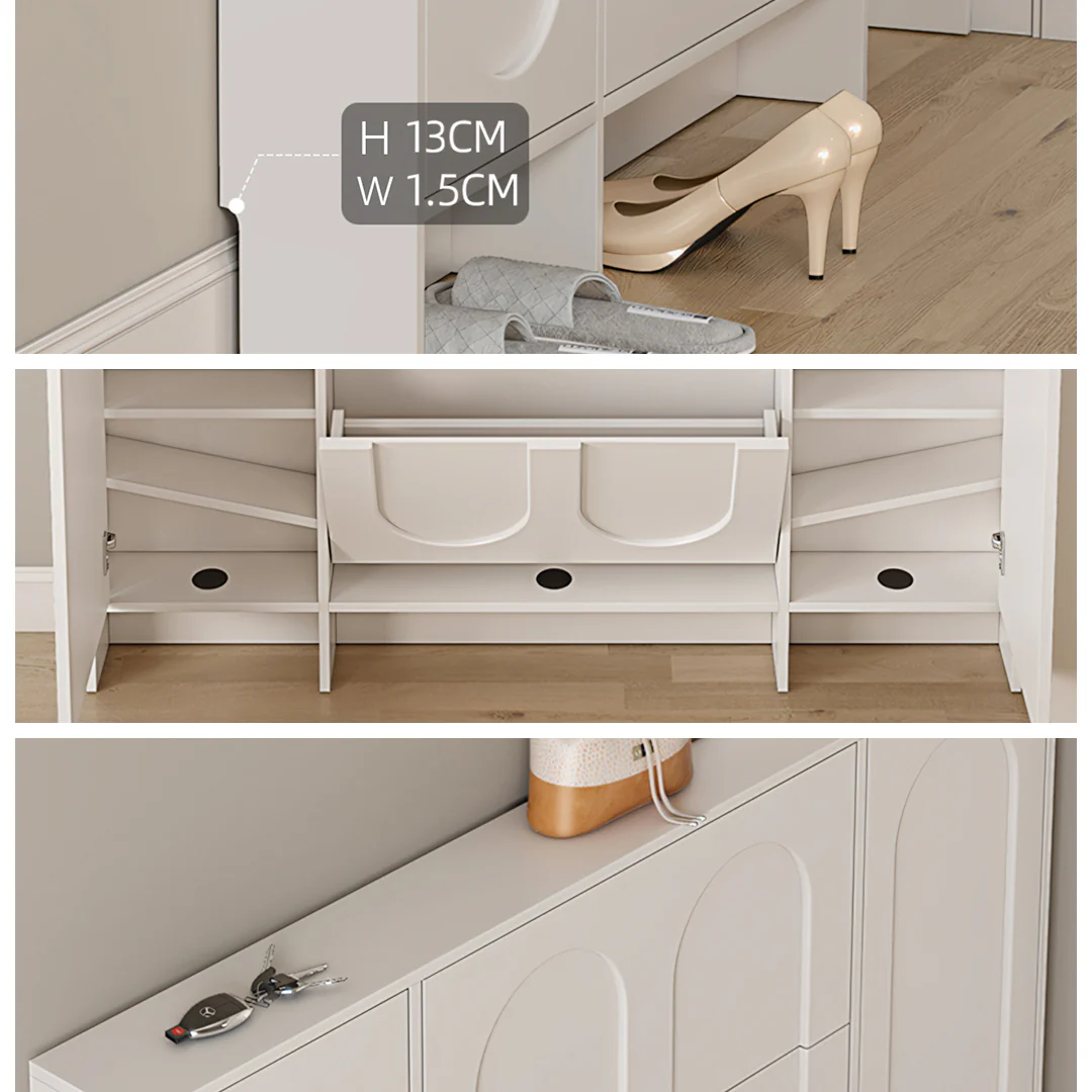 Emilio Slimline Shoe Storage For Hallway, Cream - Image 7