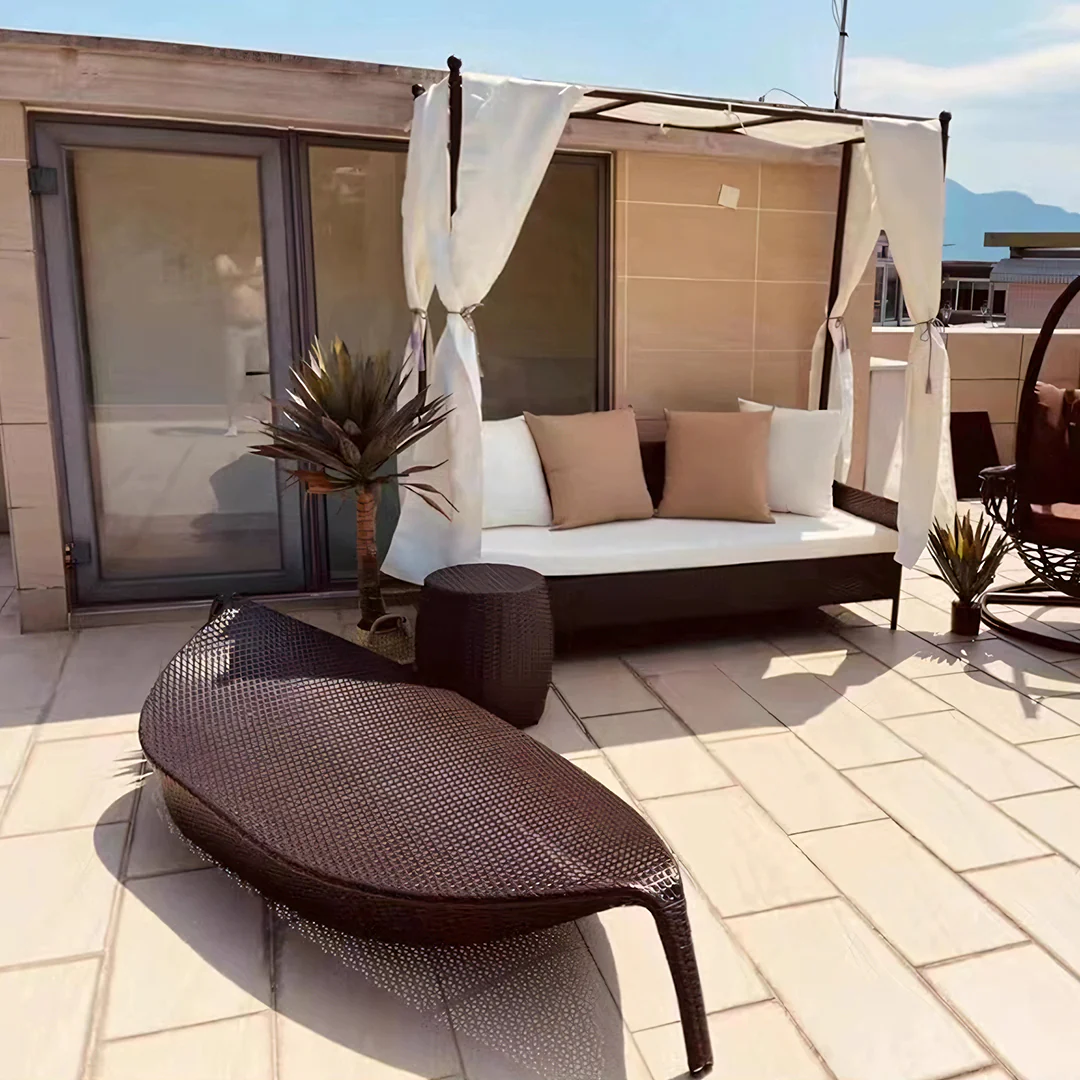 Escobar Garden Outdoor Sun Lounger, Rattan - Image 6