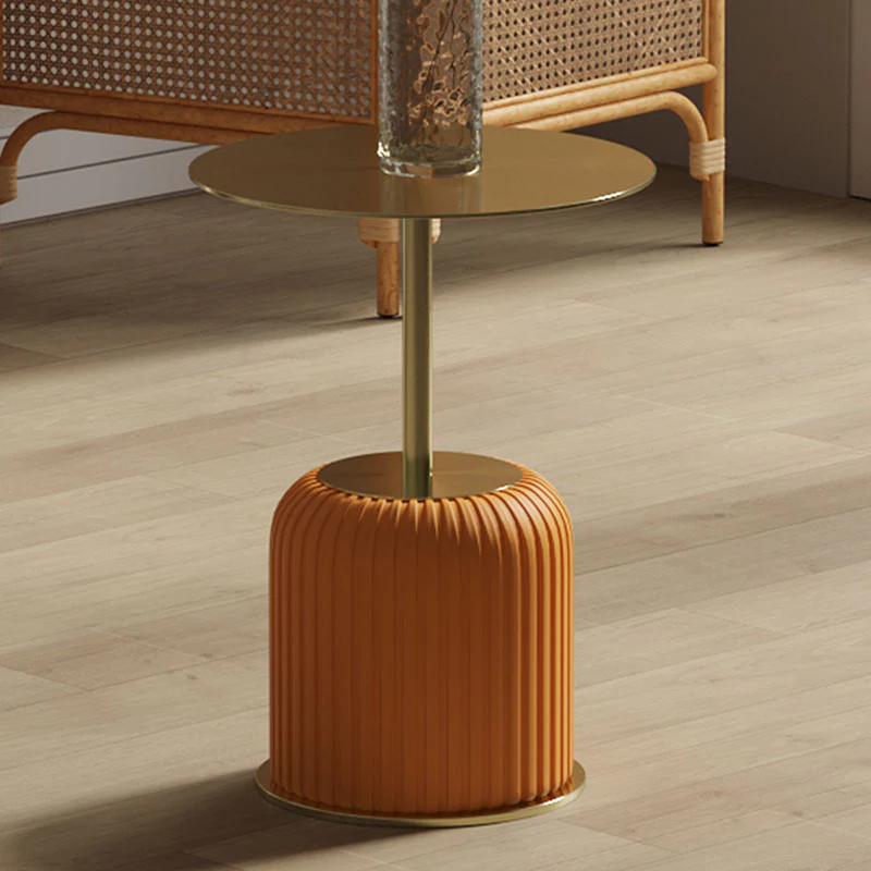 Ethel Side Table, Stainless Steel & Leather - Image 2