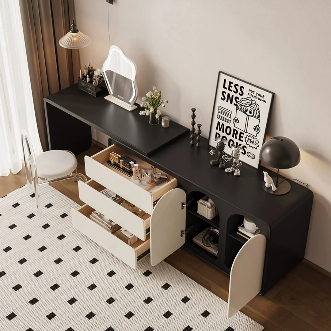 Fannie Dressing Table With Sideboard, Black & Cream - Image 5