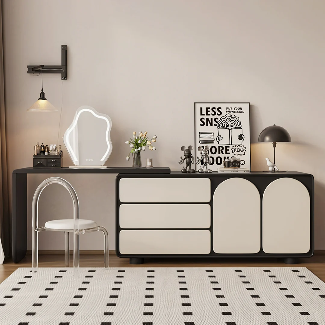 Fannie Dressing Table With Sideboard, Black & Cream - Image 7
