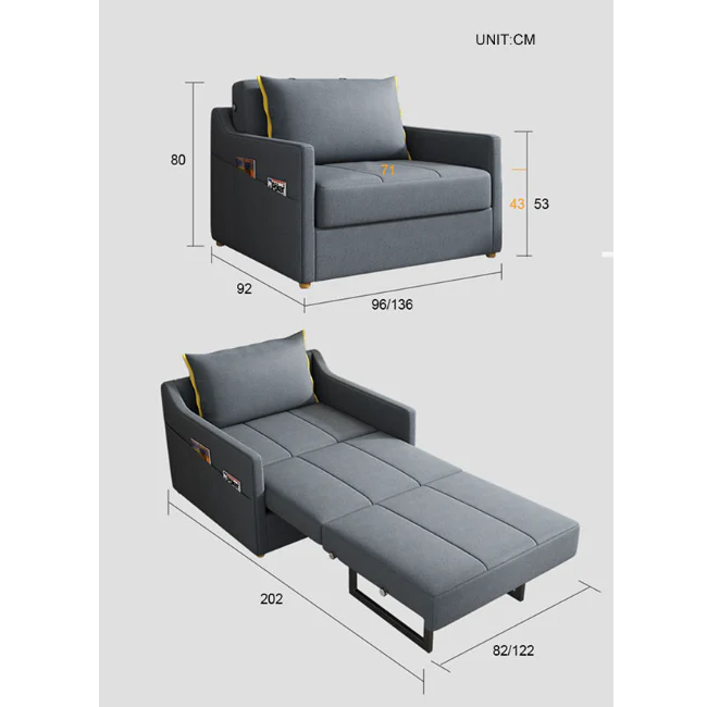Fido Single Seater Sofa Bed, Dark Grey / 96cm (New/ Clearance) - Image 6