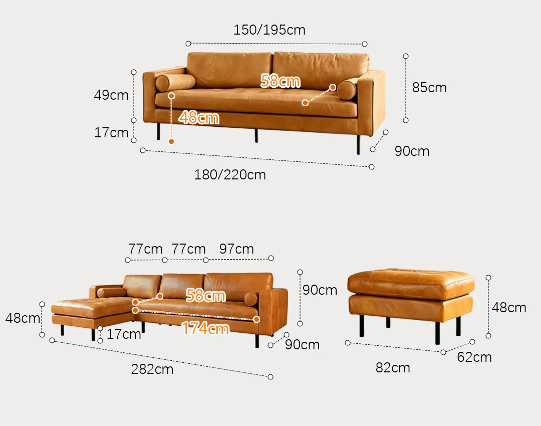 Fuller Brown Two Seater, Three Seater Sofa, Real Leather - Image 10