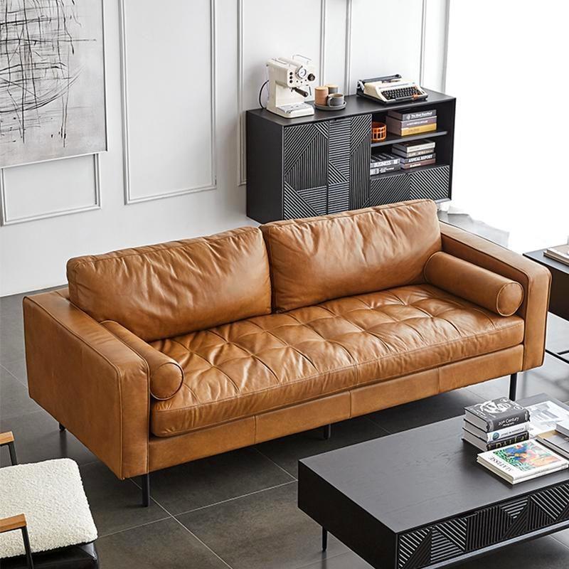 Fuller Brown Two Seater, Three Seater Sofa, Real Leather - Image 5