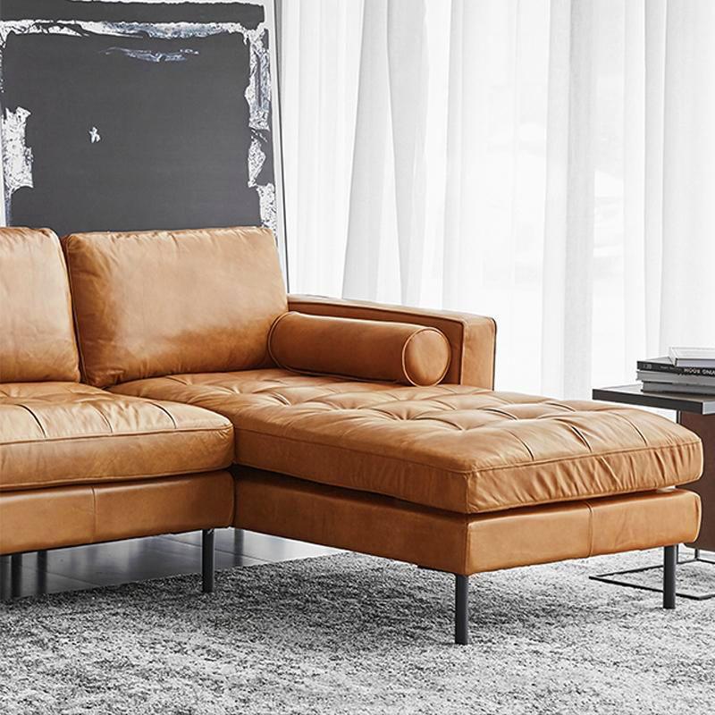 Fuller Brown Three Seater Corner Sofa, Real Leather - Image 5