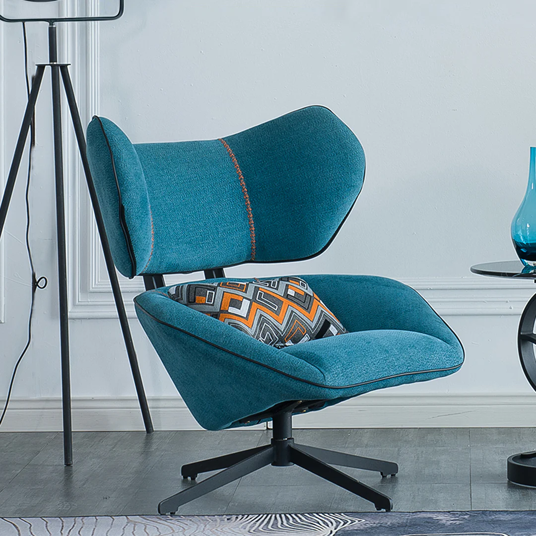 Gallo Swivel Lounge Chair With Footstool, Blue - Image 3