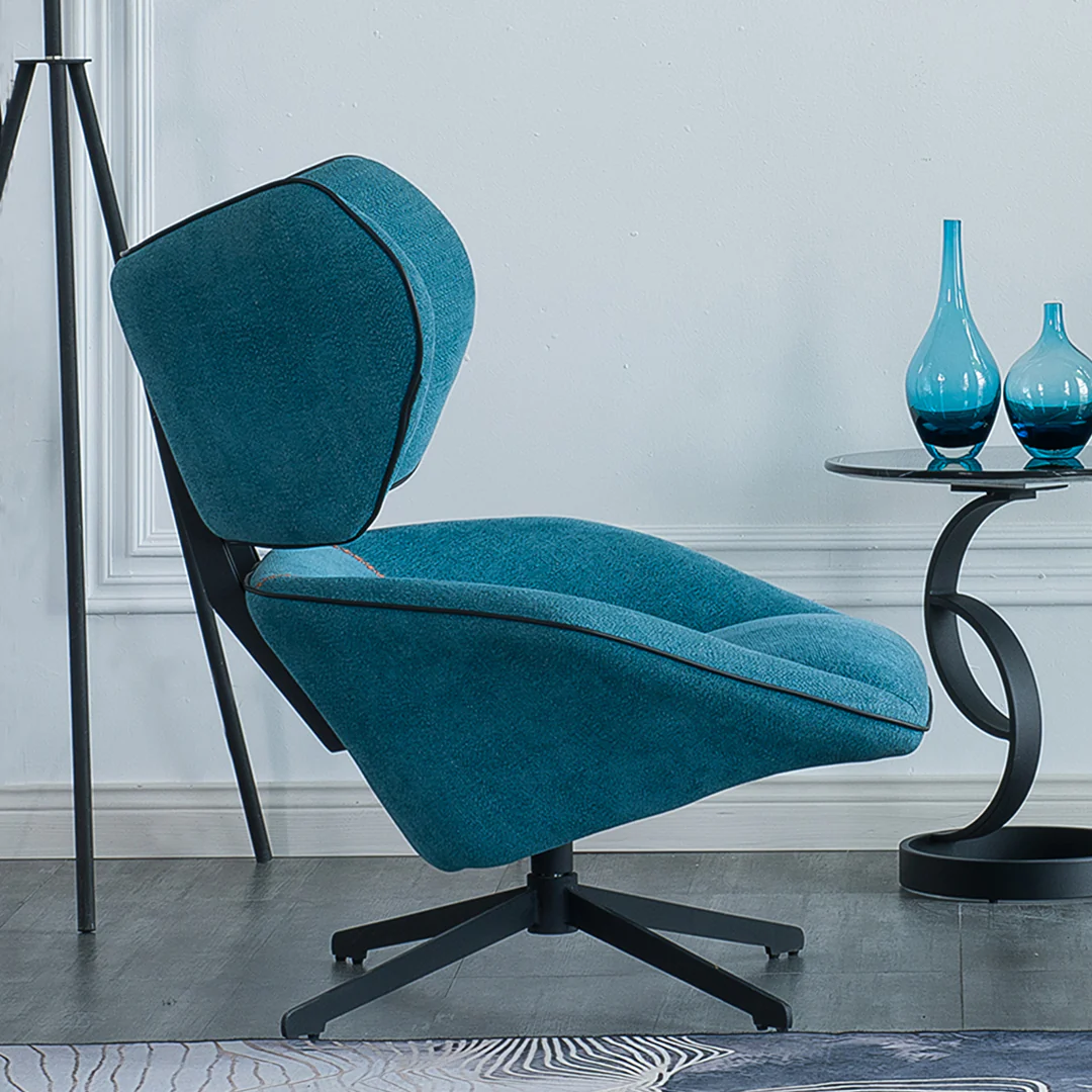 Gallo Swivel Lounge Chair With Footstool, Blue - Image 4