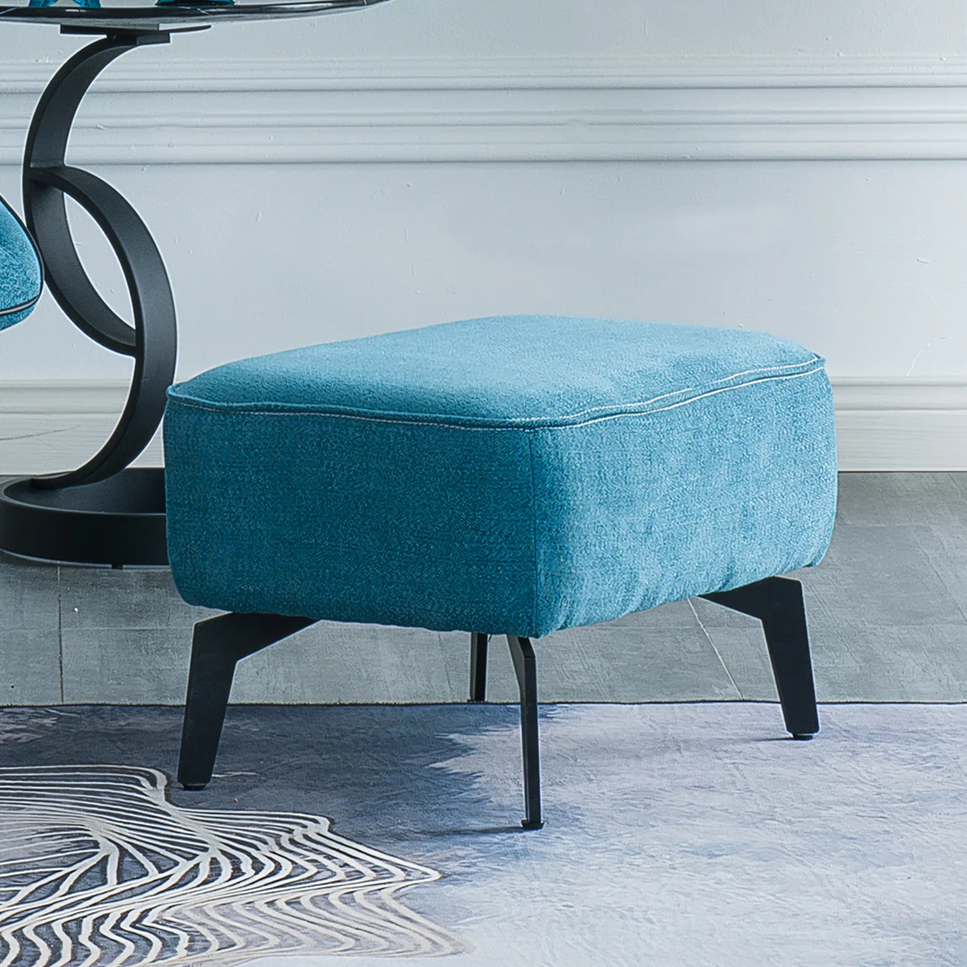 Gallo Swivel Lounge Chair With Footstool, Blue - Image 5