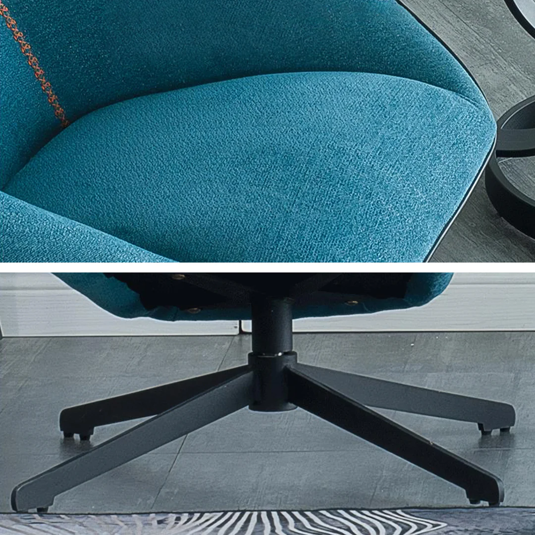 Gallo Swivel Lounge Chair With Footstool, Blue - Image 7