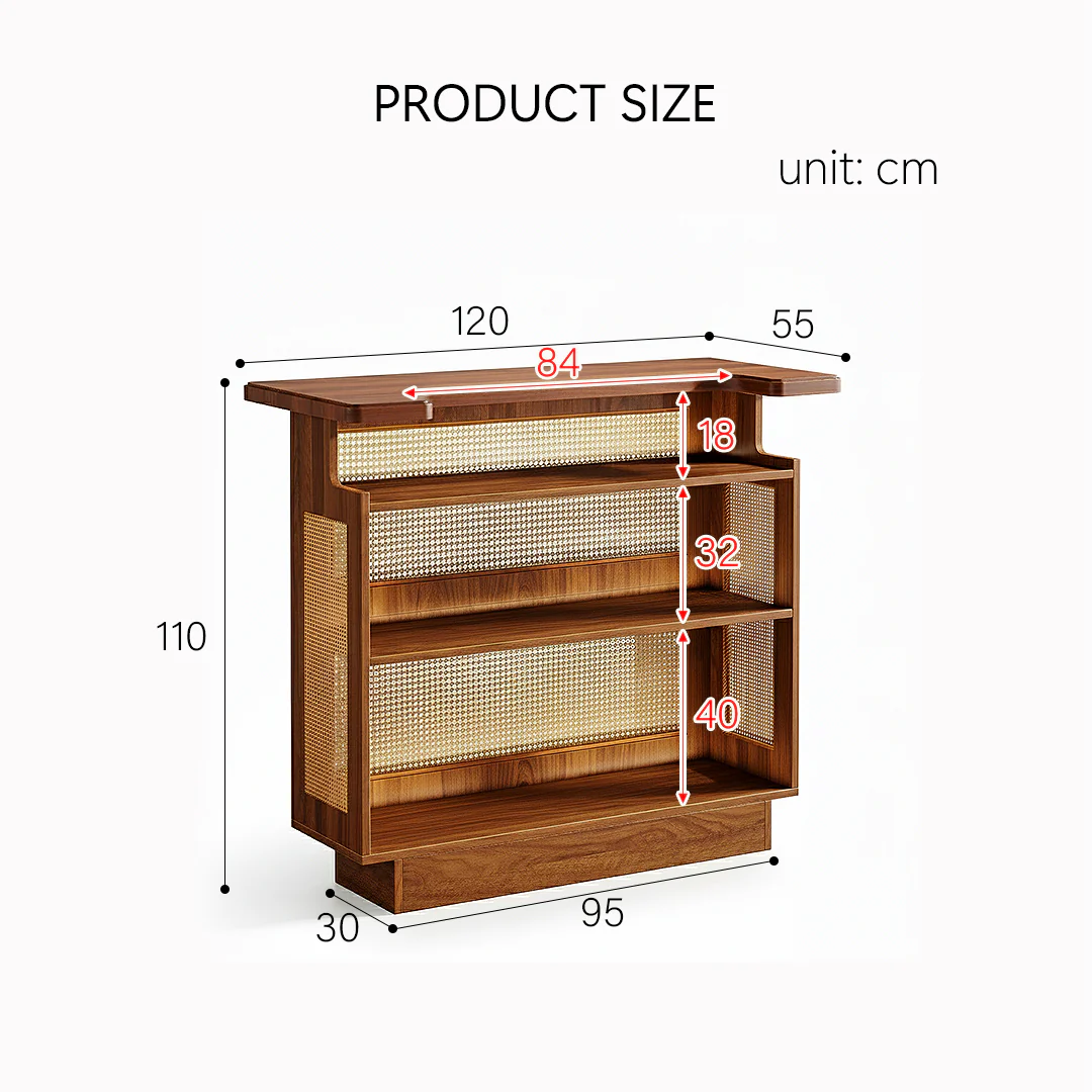 Gatsby Rustic Rattan Home Bar, Wine Bar Cabinet With Stemware Racks - Image 7