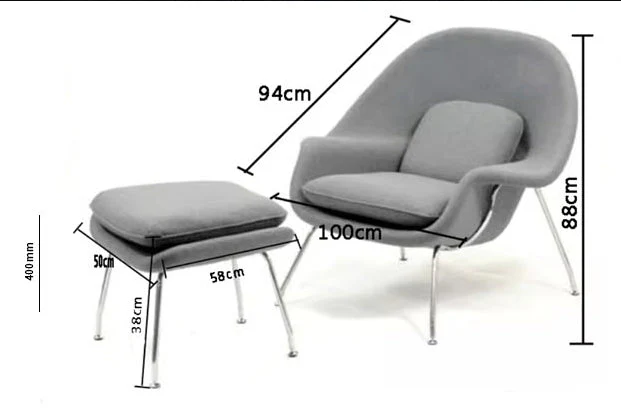 George Womb Chair And Footstool, Armchair - Image 4
