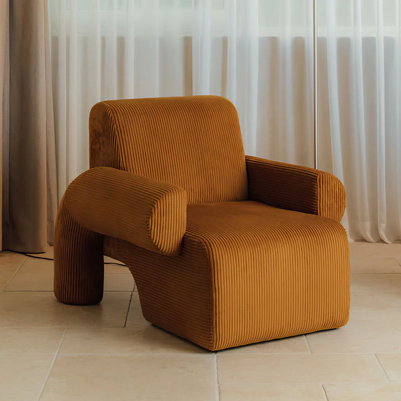 Giacinta 7-Shape Linen Armchair, Single Sofa - Image 3