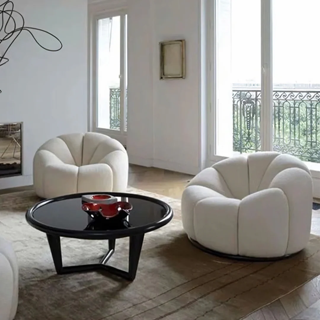 Grace Pumpkin Armchair, White Boucle - Image 11