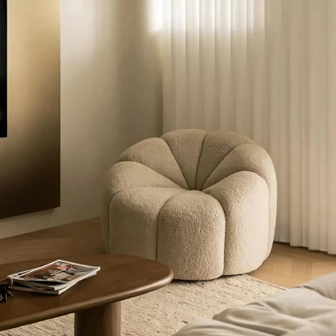 Grace Pumpkin Armchair, White Boucle - Image 2