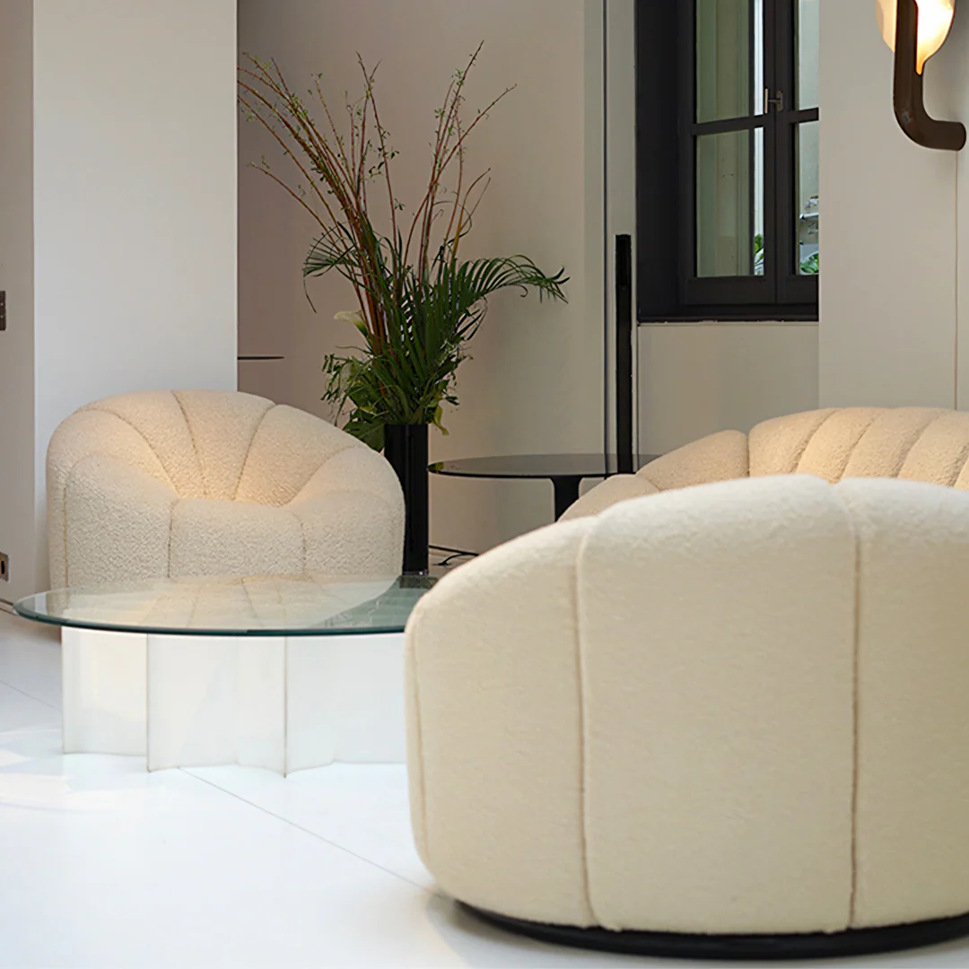 Grace Pumpkin Armchair, White Boucle - Image 7