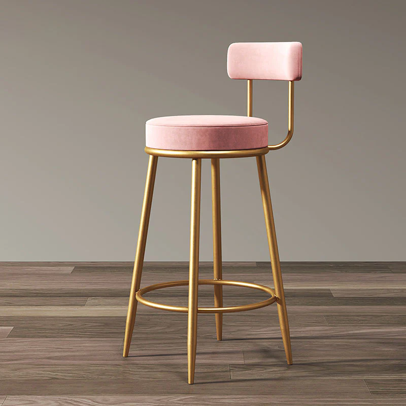 Gregary Bar Stool, Velvet, Gold Leg - Image 3