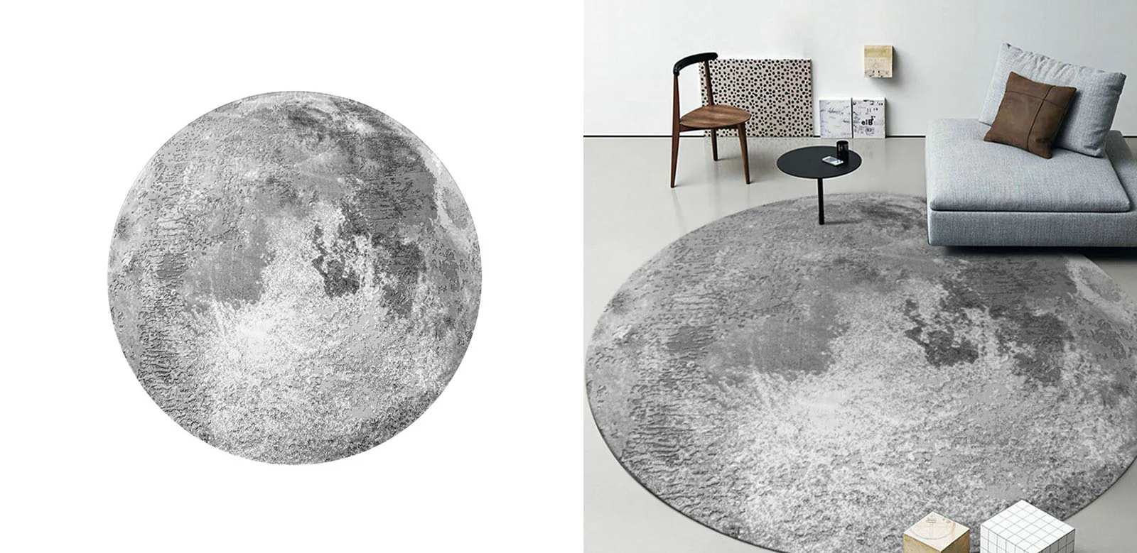 Grey and White Moon Rug, Various Styles Available - Image 5