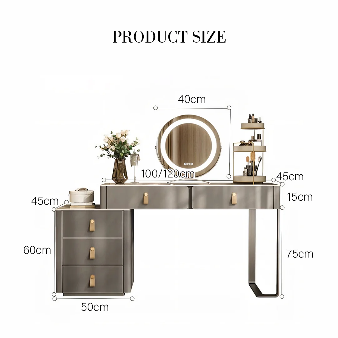 Hall Dressing Table  With LED Mirror, Grey - Image 10