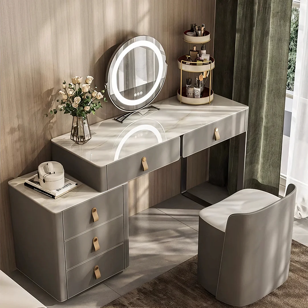 Hall Dressing Table  With LED Mirror, Grey - Image 3