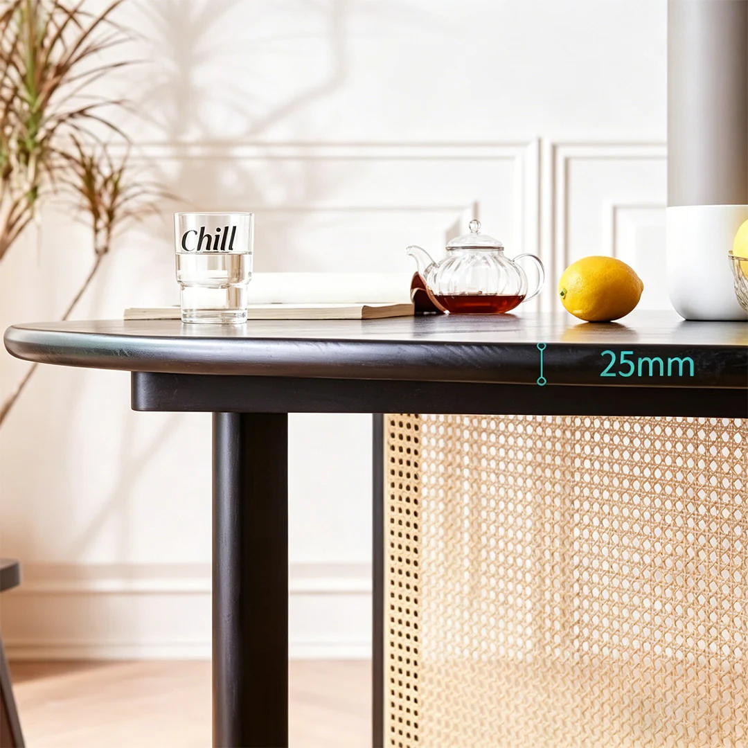 Hannah Round Dining Table, Black, Rattan - Image 6